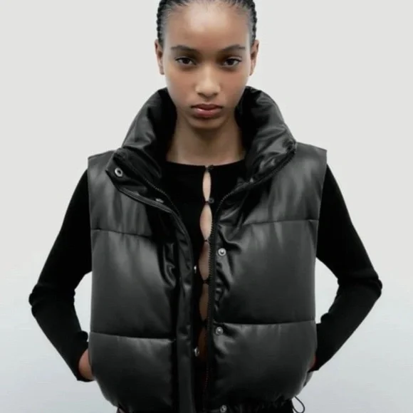 Zara Black Puffer Vest - Picture 1 of 9